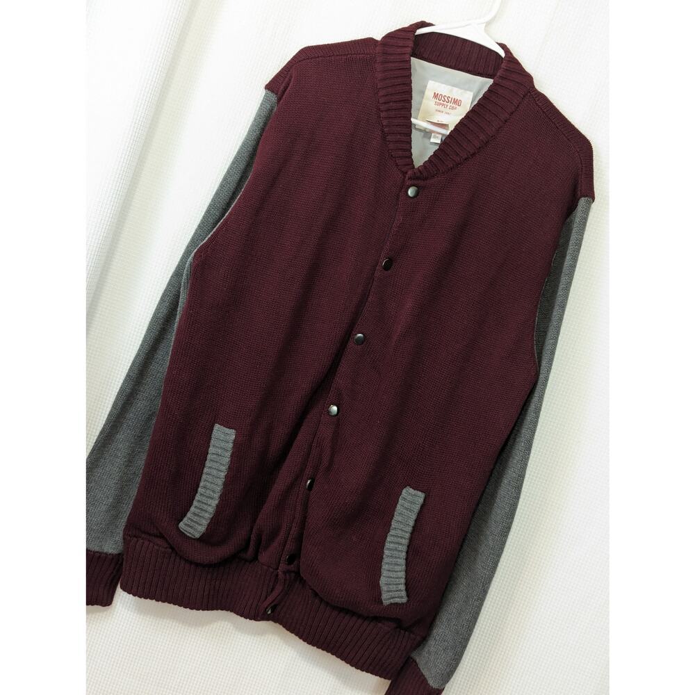 MOSSIMO! BURGUNDY RED & DOVE GRAY VARSITY CARDIGAN SWEATER! SZ XL - Picture 9 of 9